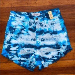 Vibrant M.I.U Tye-Dye Jean Shorts